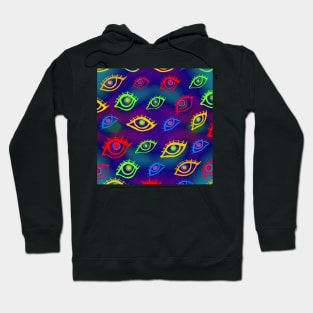 Fun Colorful Neon Psychedelic Trippy Eyes Pattern Hoodie